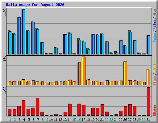 Daily usage for August 2020