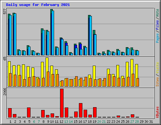 Daily usage for February 2021