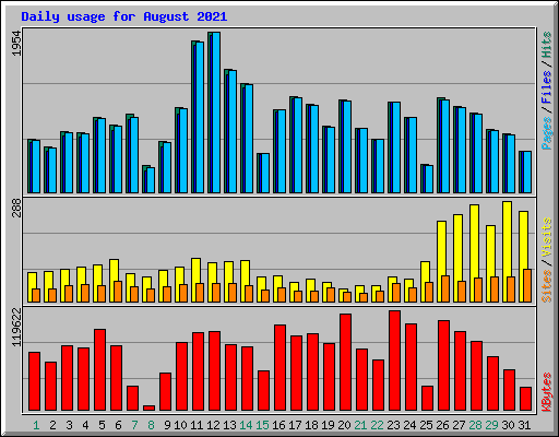 Daily usage for August 2021