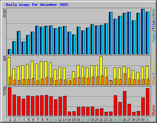 Daily usage for December 2022